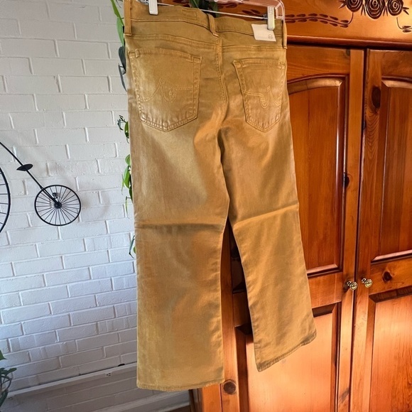 AG the quinne coated high waisted crop flare jean mustard yellow size 31 - Picture 6 of 13